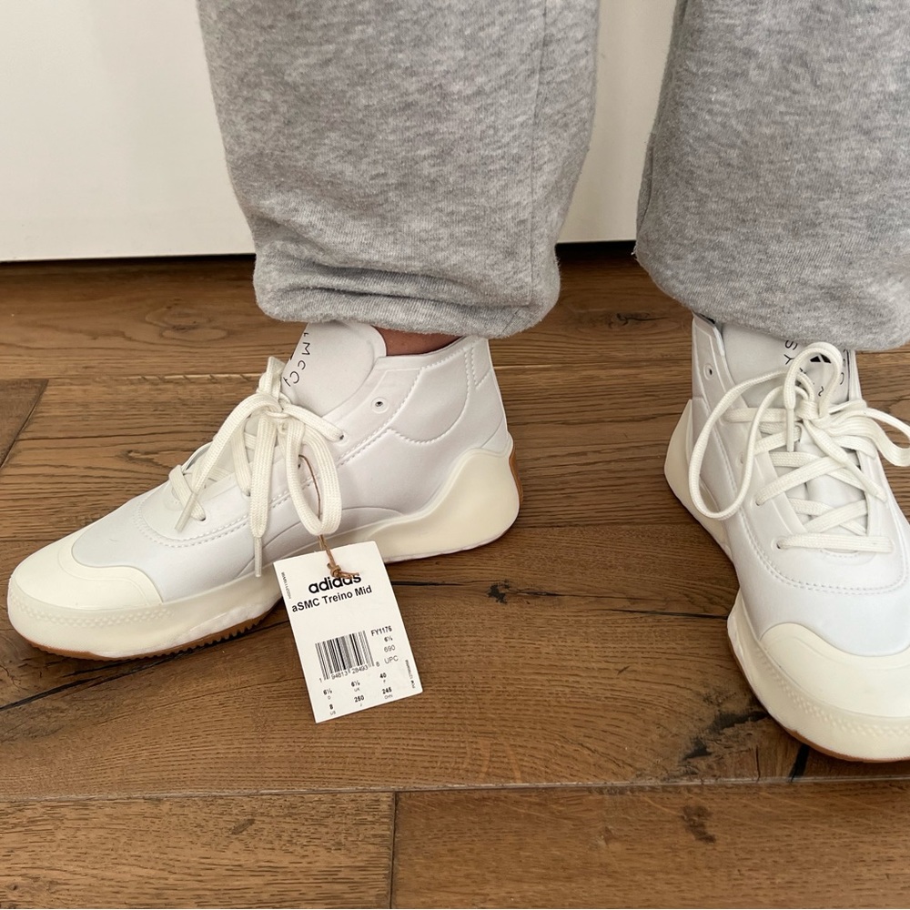 Stella McCartney for Adidas White High Top Sneakers, Size 8 - Picture 4 of 5